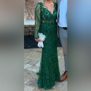 Elegant emerald Green Sequin Dress